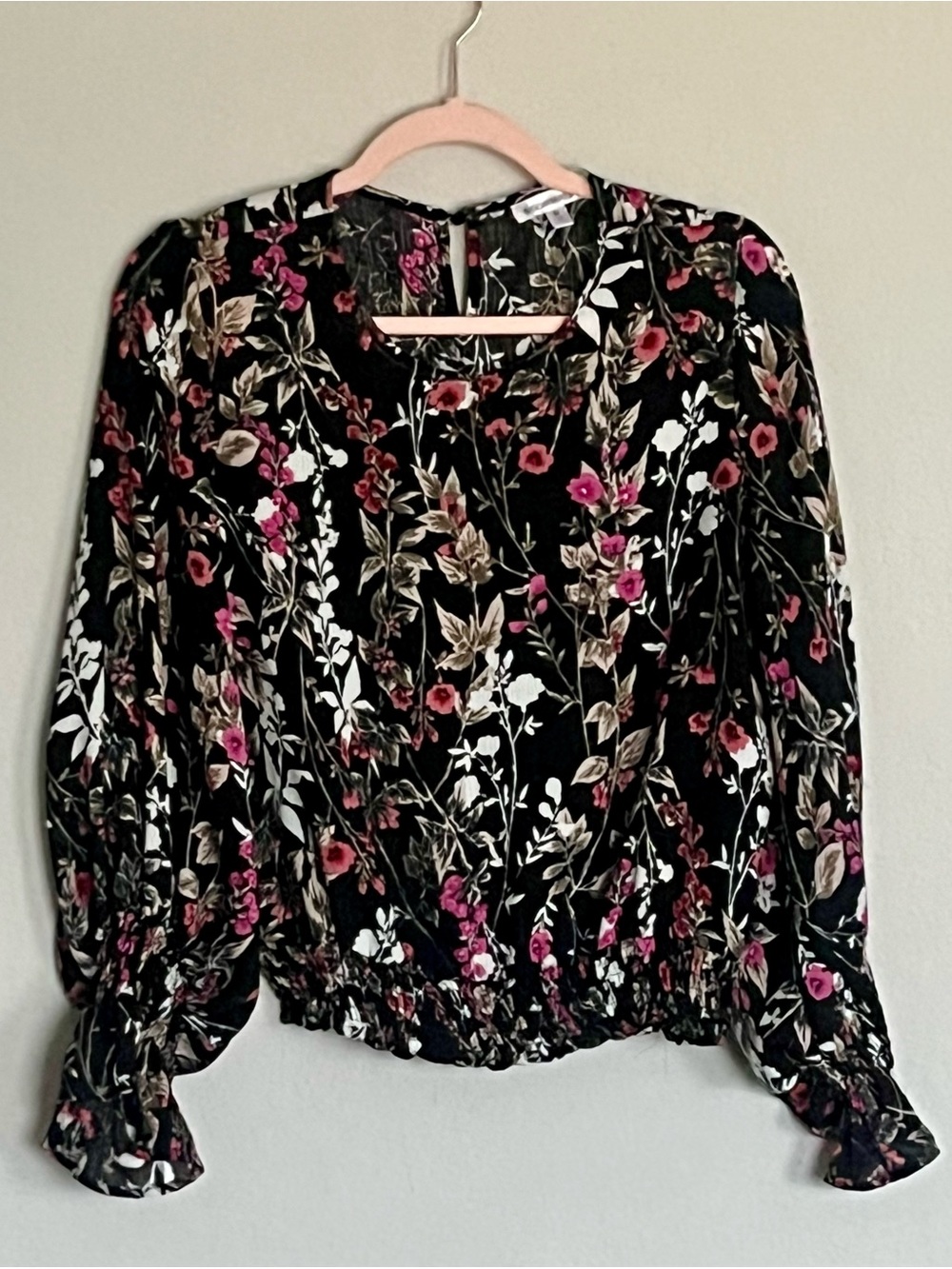 Roommates Floral Print Long-Sleeve Blouse  Size M